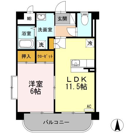 チェリーブランチ(1LDK/3階)の間取り写真