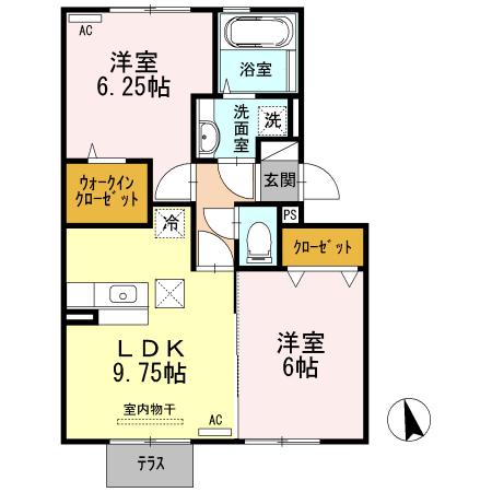 サン・ヴァレンティーノ(2LDK/1階)の間取り写真