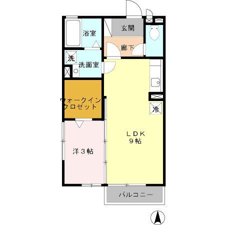 ルミエールユウ(1LDK/2階)の間取り写真
