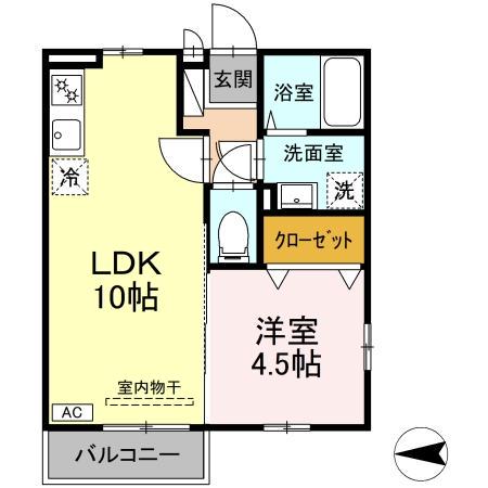 セジュールサティ(1LDK/2階)の間取り写真