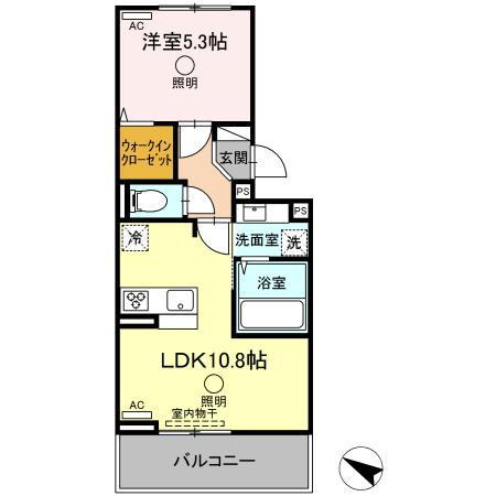 ガーデンルピナス(1LDK/2階)の間取り写真