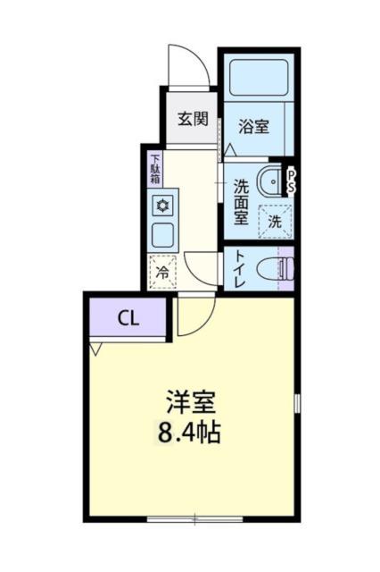 GRANDE FAITH 大津(1K/1階)の間取り写真