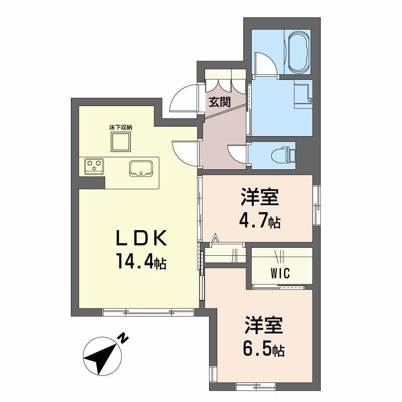 LUCE帯山西(2LDK/1階)の間取り写真