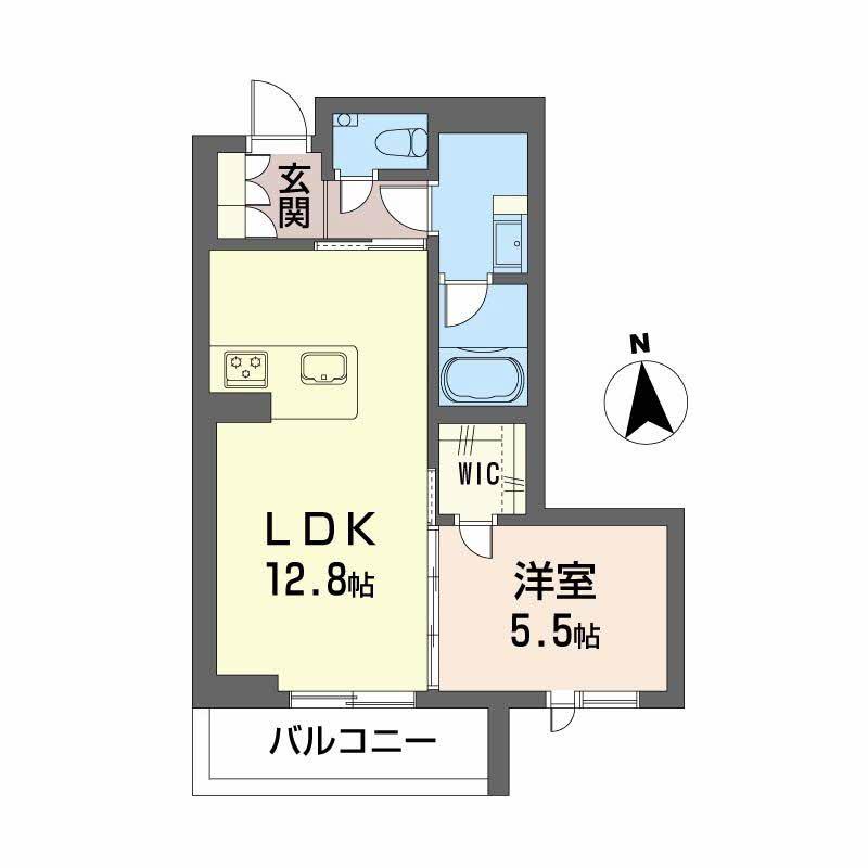 シャーメゾン 上水前寺(1LDK/2階)の間取り写真