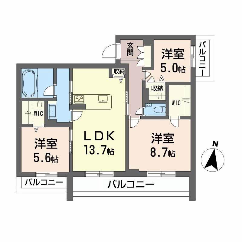 メゾンリーベル(3LDK/2階)の間取り写真