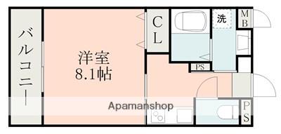 ラ・シック県立大学前Ⅲ(1K/4階)の間取り写真