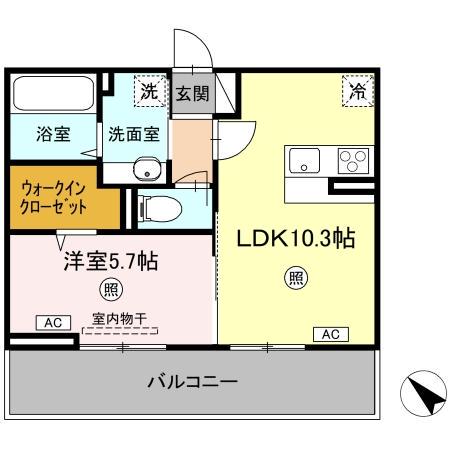 TSコート広崎(1LDK/2階)の間取り写真