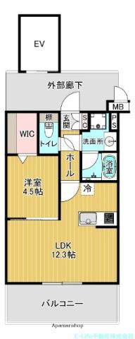 バフェット原水ビル(1LDK/3階)の間取り写真