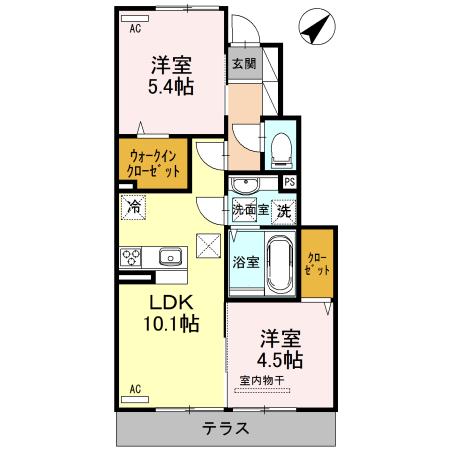 クレール東光II(2LDK/1階)の間取り写真