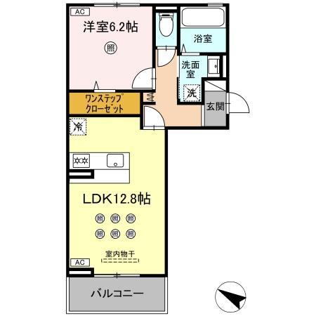 熊本市健軍線 健軍校前駅 徒歩5分 3階建 新築(1LDK/2階)の間取り写真