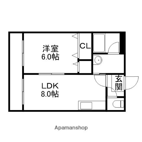 マンショングランドール(1LDK/2階)の間取り写真