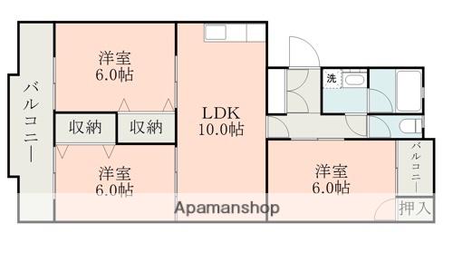 メッシーナ月出(3LDK/3階)の間取り写真