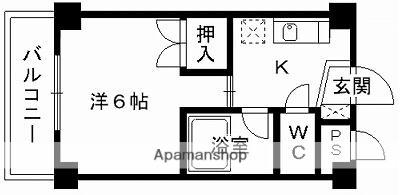 カミニート(1K/2階)の間取り写真