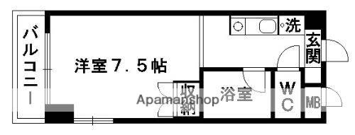 リベルテ水前寺北(ワンルーム/9階)の間取り写真