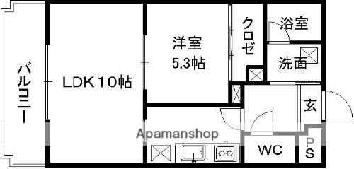 エルフィナ八王寺B棟(1LDK/6階)の間取り写真