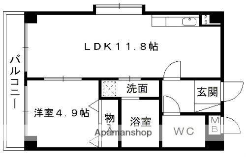 サンセール月出(1LDK/4階)の間取り写真