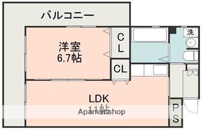 サンセール月出(1LDK/6階)の間取り写真