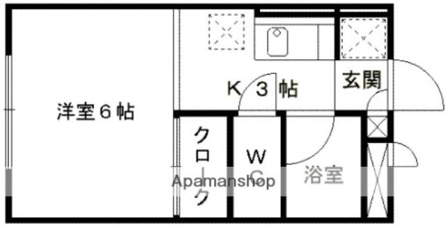 シャトーハイツ広木(ワンルーム/2階)の間取り写真