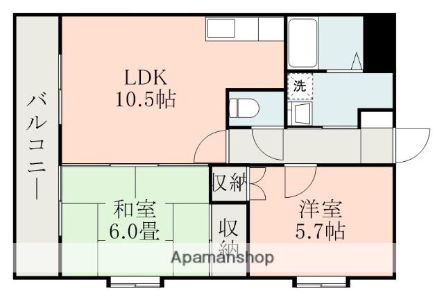 ポリアス出水(2LDK/3階)の間取り写真