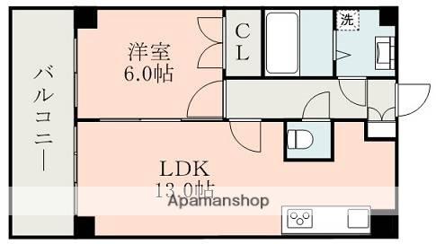 広町ビル(1LDK/6階)の間取り写真