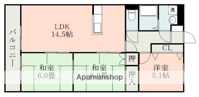 すてーじあ錦ヶ丘(3LDK/2階)の間取り写真