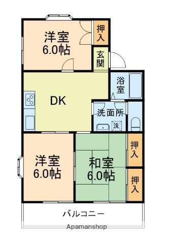 グレイス益城(3DK/2階)の間取り写真