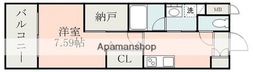QREST熊本船場(1K/11階)の間取り写真