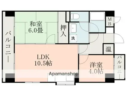 コアマンション慶徳(2LDK/8階)の間取り写真