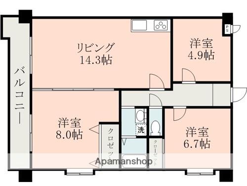 ソリテール花園(3LDK/4階)の間取り写真