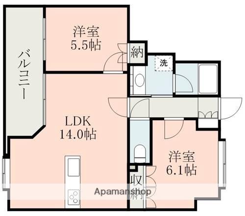 コアマンション辛島公園ゼクシス(2LDK/15階)の間取り写真