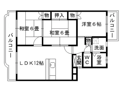 モンシャトー江越(3LDK/2階)の間取り写真