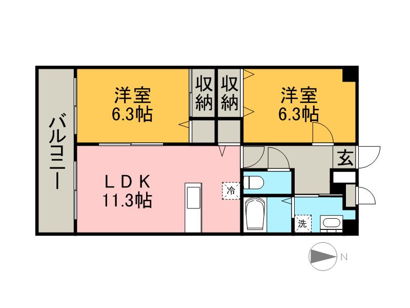 COMFORT(2LDK/3階)の間取り写真