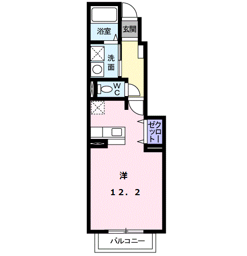ハッピーライフC(ワンルーム/1階)の間取り写真
