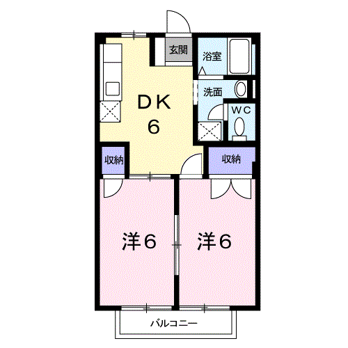 山本ハイツ2(2DK/1階)の間取り写真
