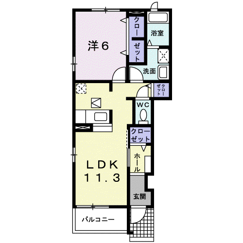 ノーブル・ヴィラ(1LDK/1階)の間取り写真
