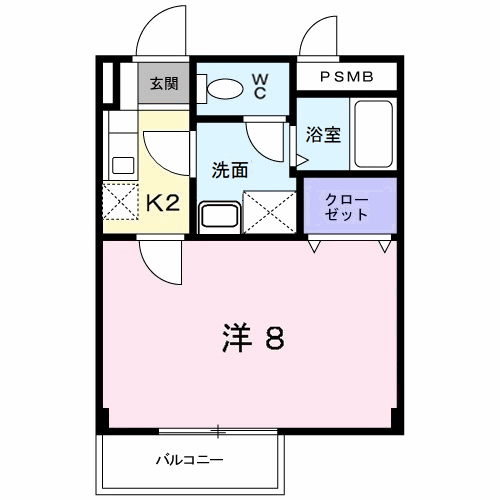 ボヌールⅡ(1K/2階)の間取り写真