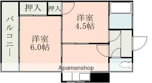 松尾ガーデンハイツ(2K/2階)の間取り写真