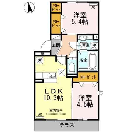 リバプールコート(2LDK/1階)の間取り写真