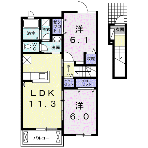 アミティコ キャステッロⅡ(2LDK/2階)の間取り写真