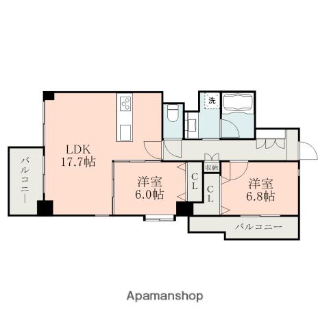 ヴィレラ辛島(2LDK/12階)の間取り写真