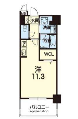 エンクレスト新屋敷(ワンルーム/9階)の間取り写真