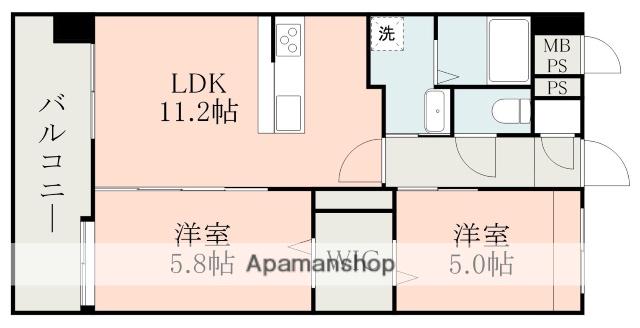 サムティ熊本RIOBRANCO(2LDK/5階)の間取り写真