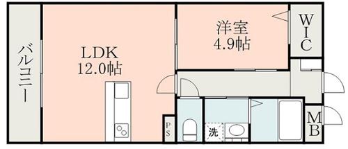 サムティ熊本RIOBRANCO(1LDK/4階)の間取り写真