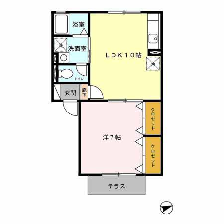 カメリアⅢ(1LDK/1階)の間取り写真