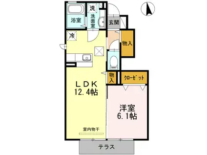 黒髪サンハイツⅢ A棟(1LDK/1階)の間取り写真
