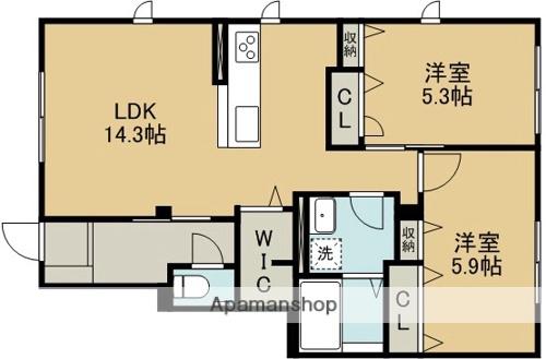 カーサラルバA(2LDK/1階)の間取り写真