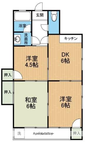 千馬ビル(3DK/4階)の間取り写真