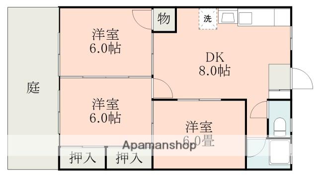 ベルハウス(3DK/1階)の間取り写真