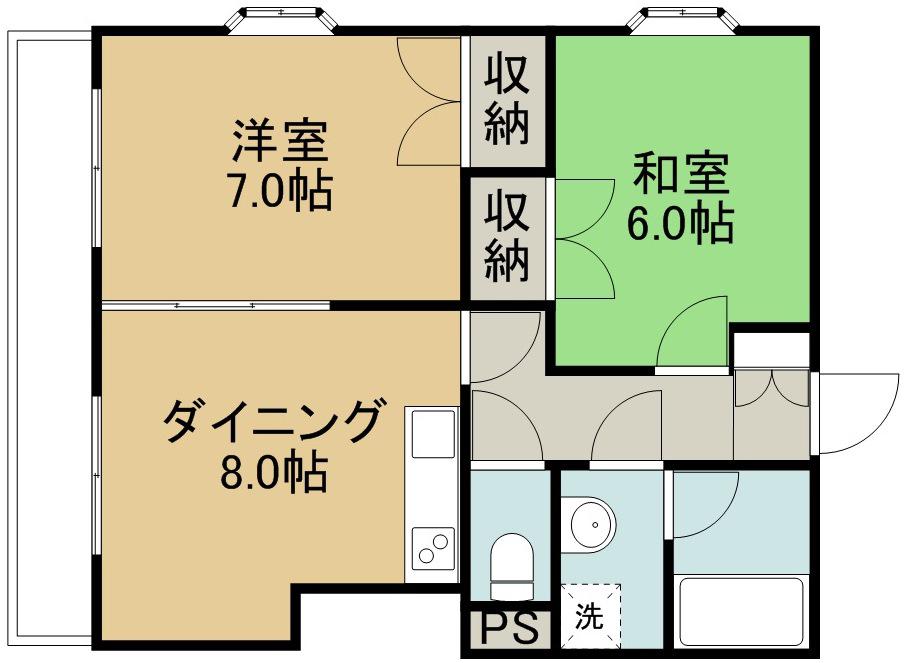 ラフォーレ9番館(2DK/3階)の間取り写真
