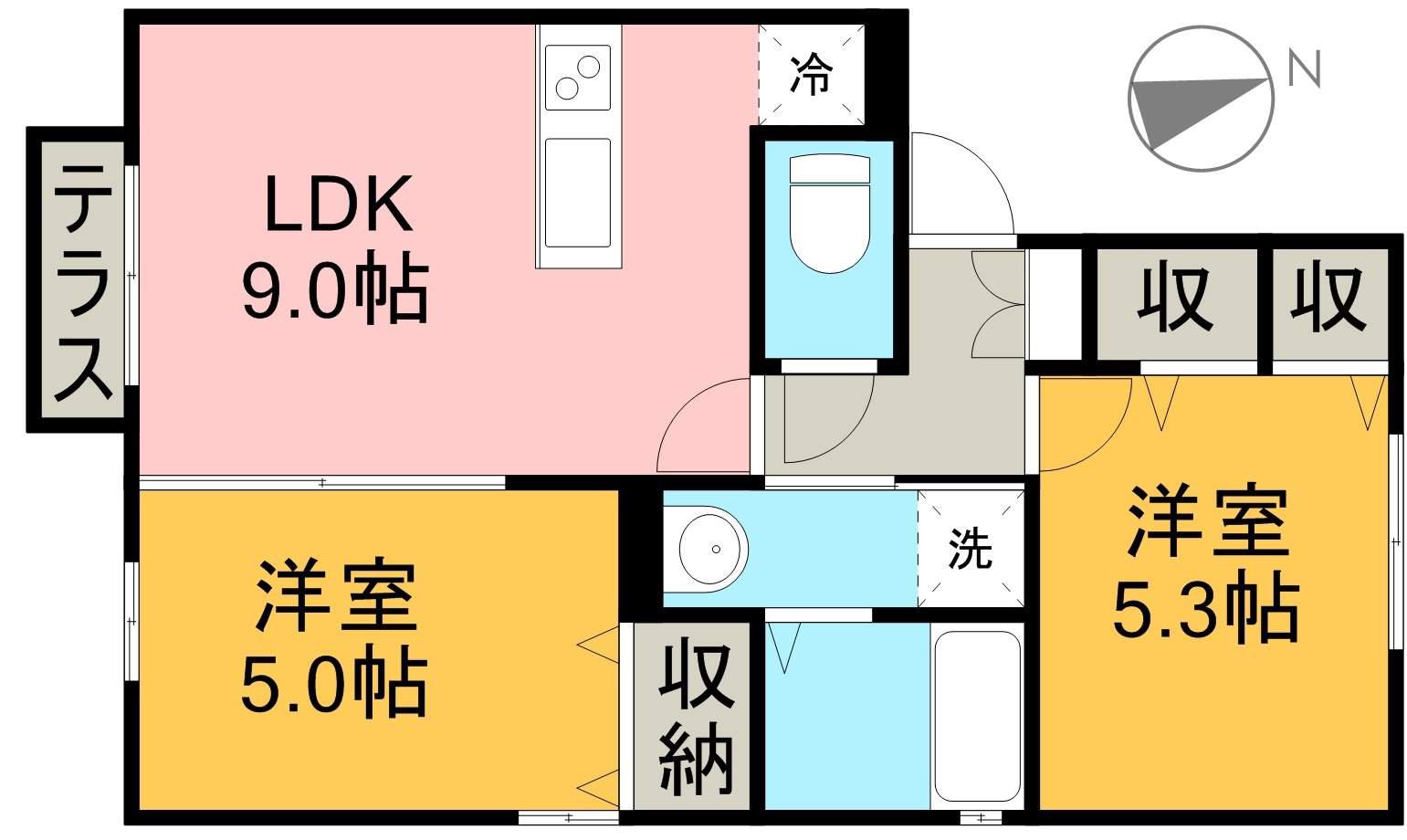 ウィットビオトープ(2LDK/1階)の間取り写真
